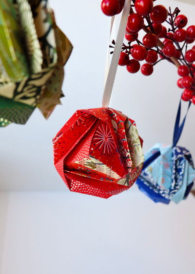 Origami Orbs - Folded Christmas Baubles - Liberties Papers