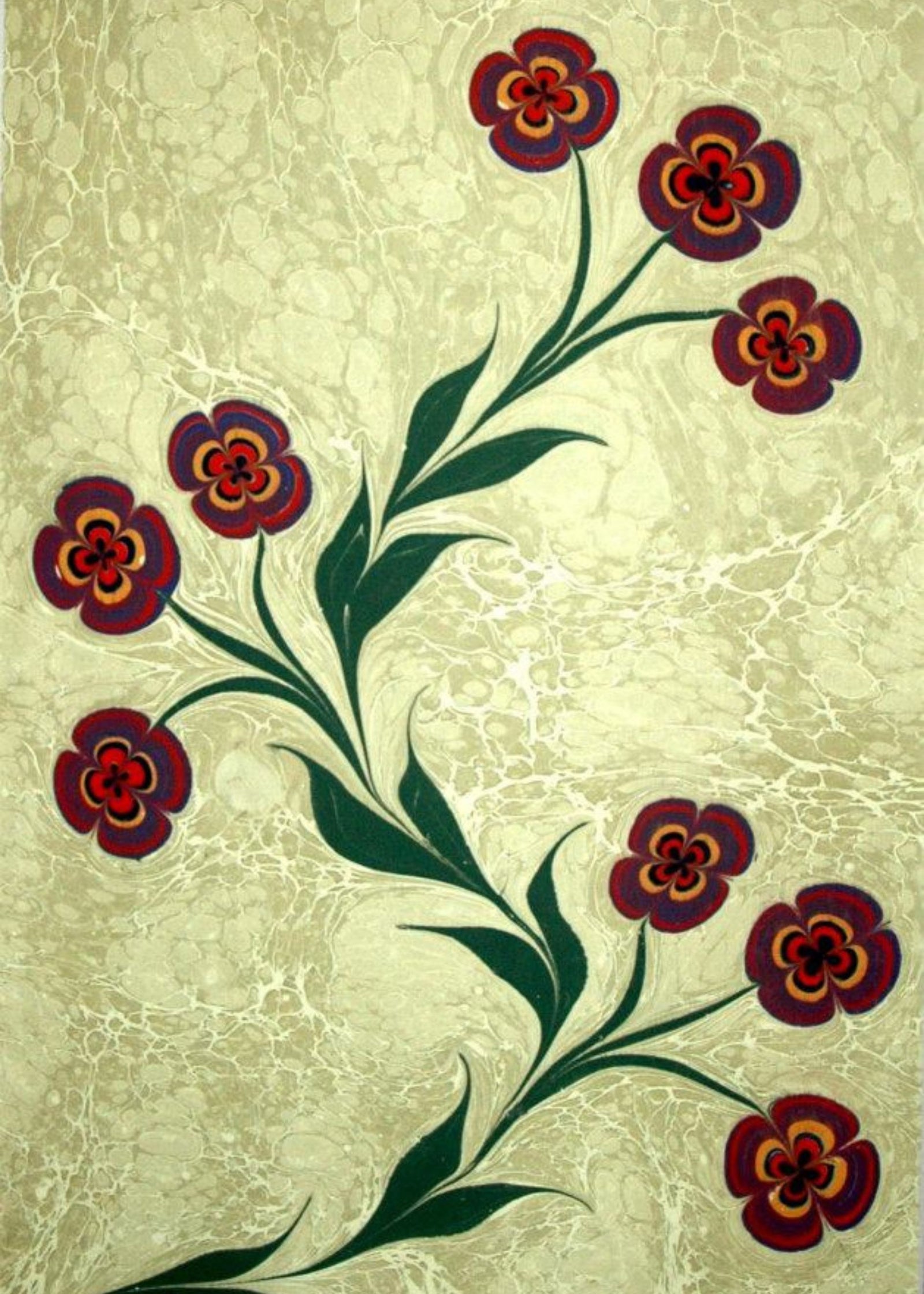 Ebru - flowers on water