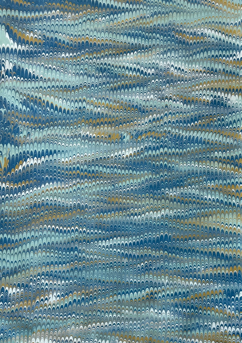 Blue Gold Nonpareil Hand Marbled Paper - Liberties Papers