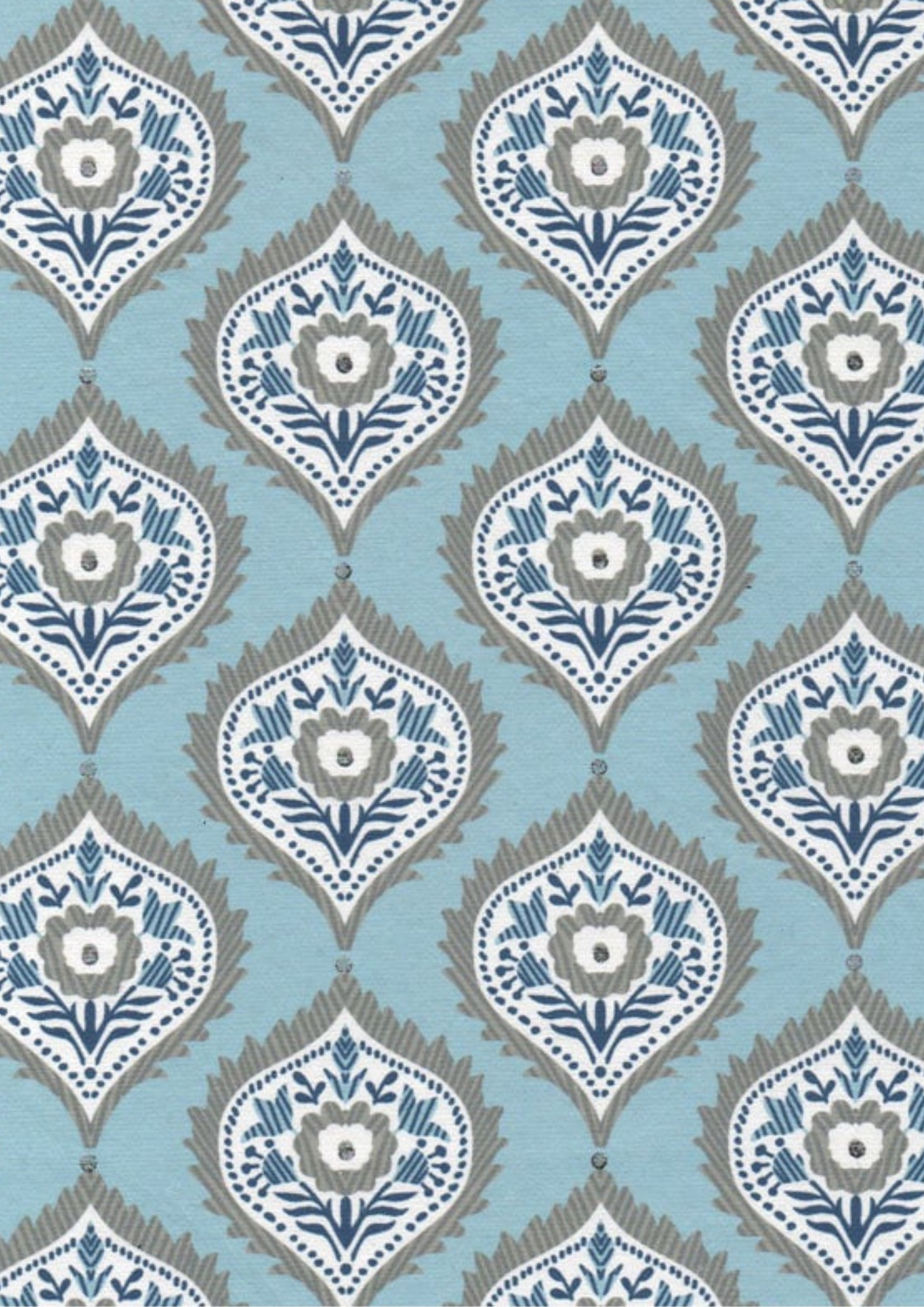 Indian Cotton Screenprinted Wedgewood
