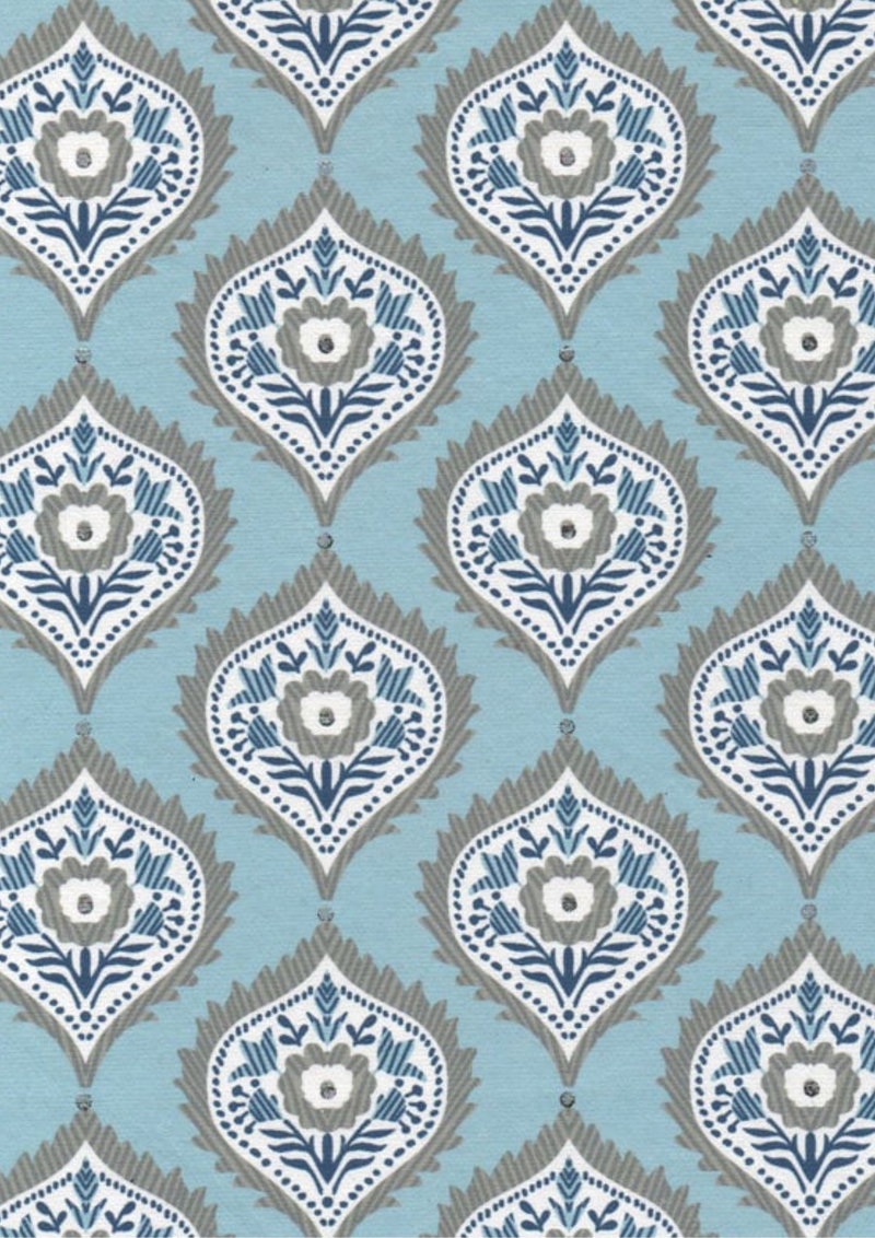 Indian Cotton Screenprinted Wedgewood