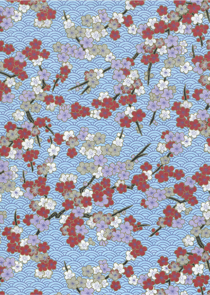 Chiyogami  Blue Scallop Flowers