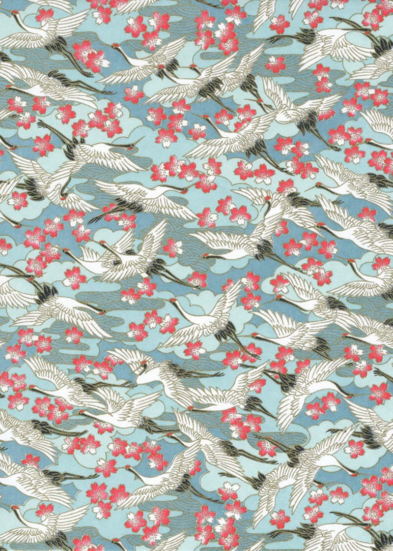 Chiyogami  Turquoise Cranes