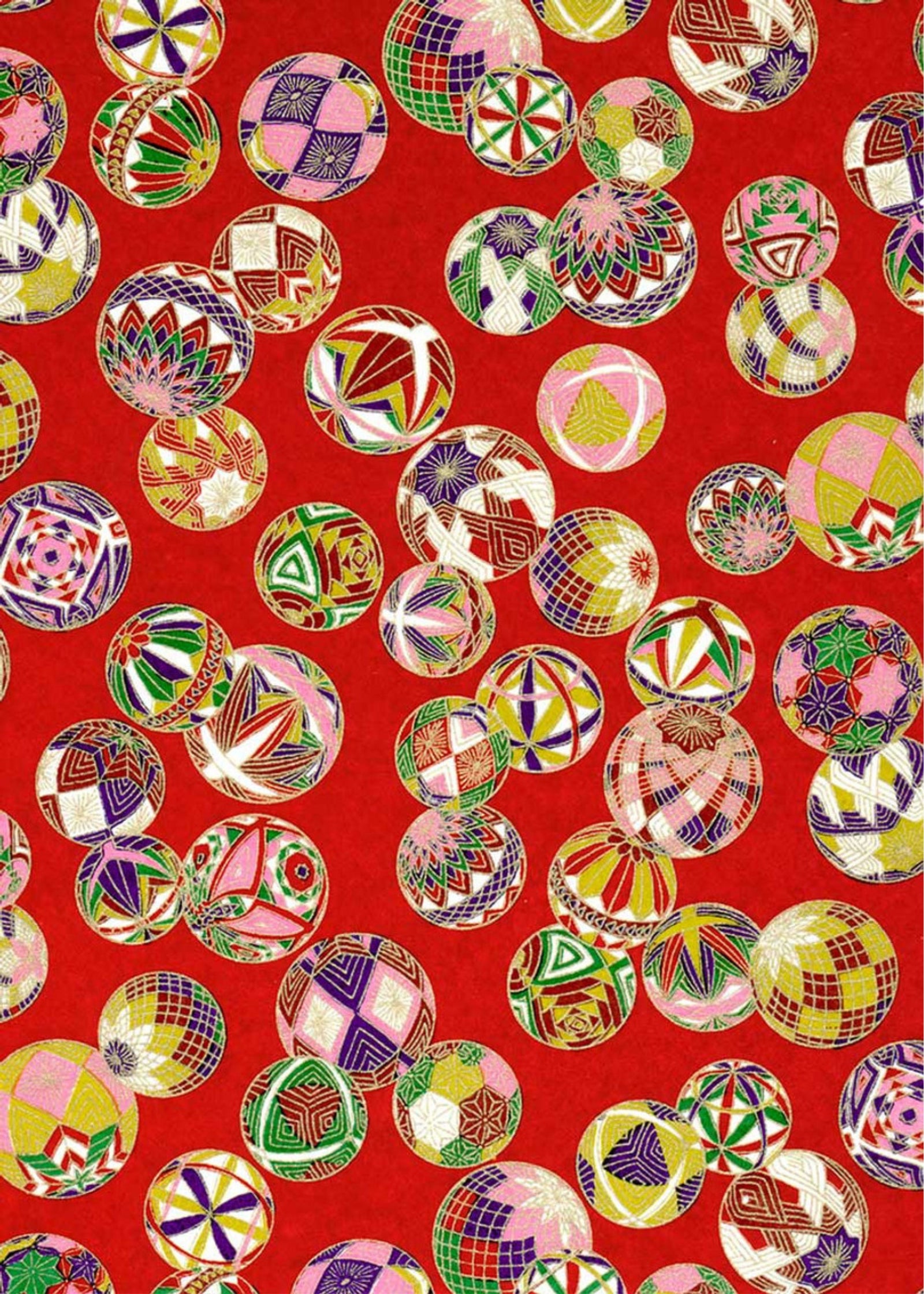 Chiyogami  Baubles Red