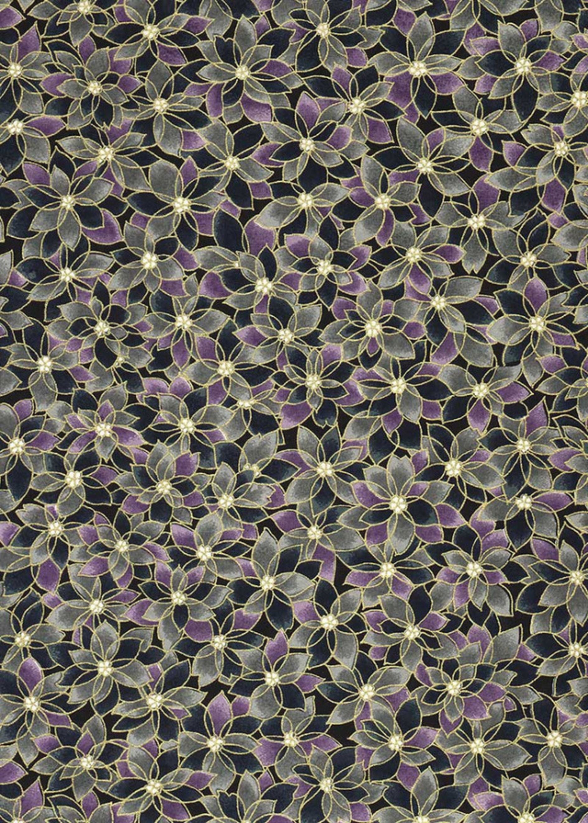 Chiyogami  Woven Flower Black Purple