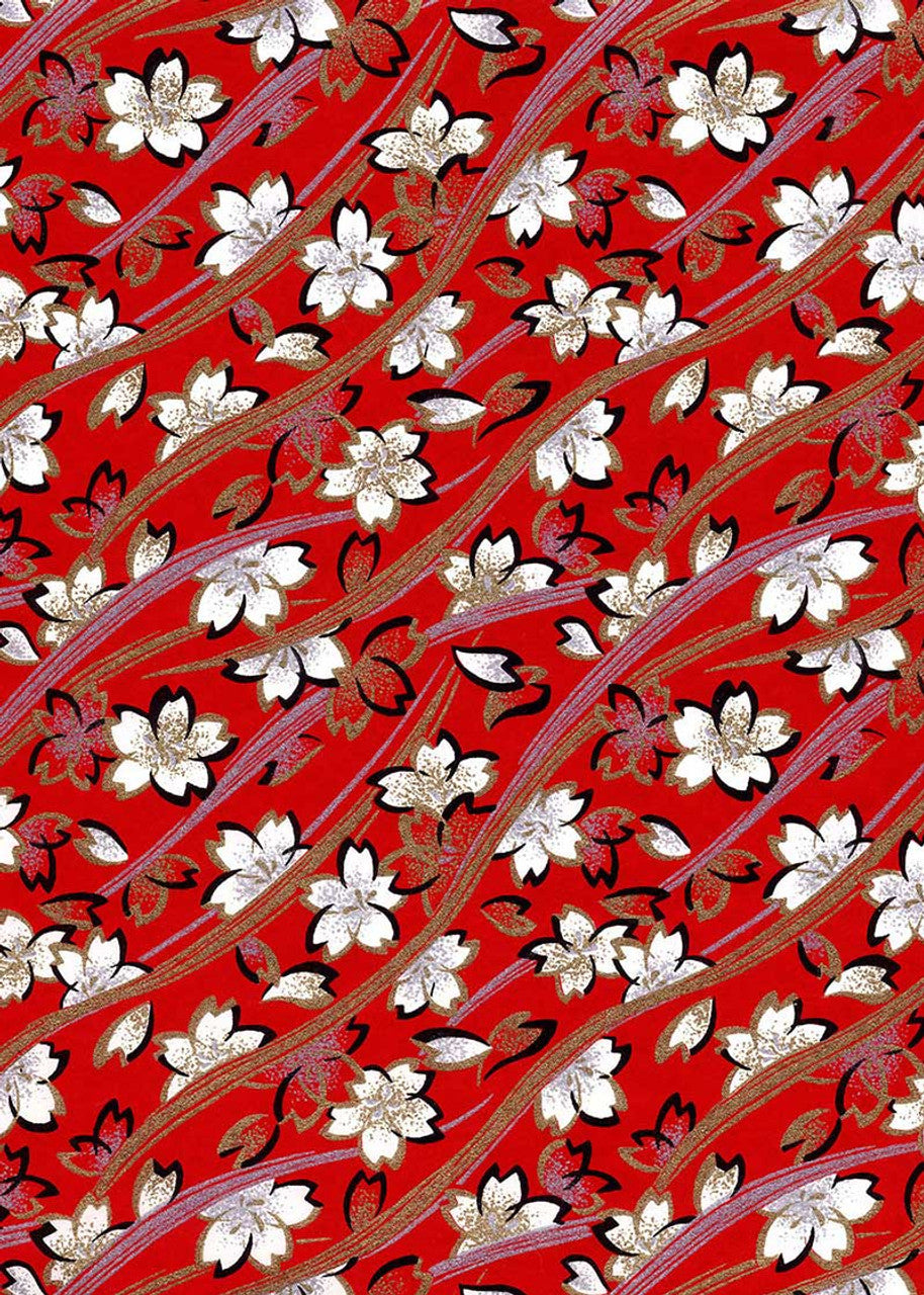 Chiyogami  French Flower Red