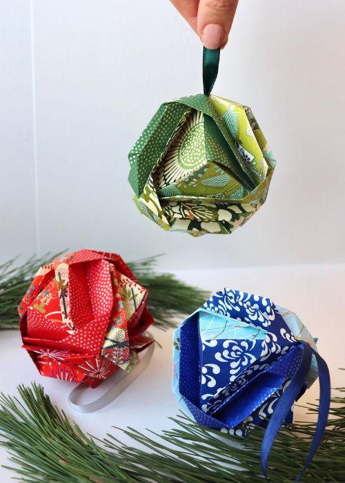 Origami Orbs - Folded Christmas Baubles - Liberties Papers