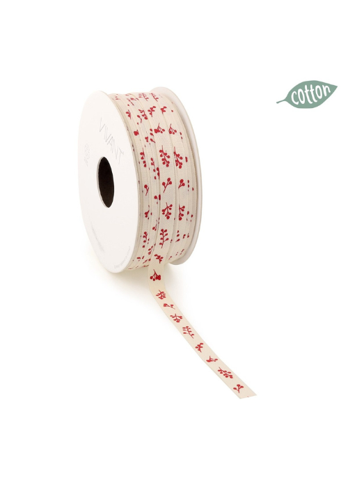Holly and Berry Cotton Ribbon