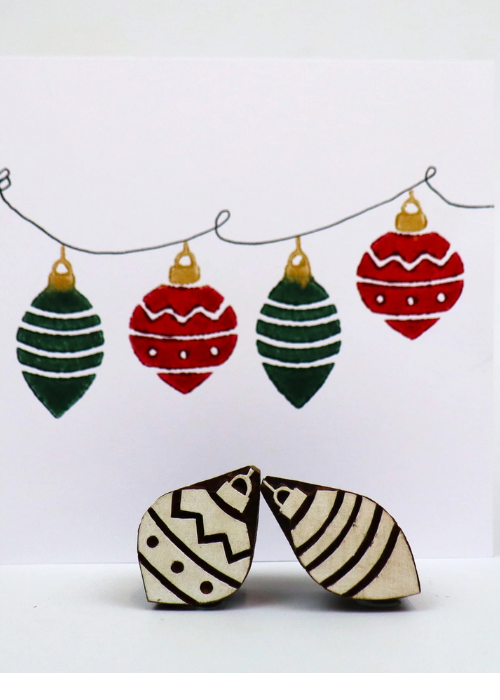 Small Patterned Bauble Blocks Stripey and Zig Zag