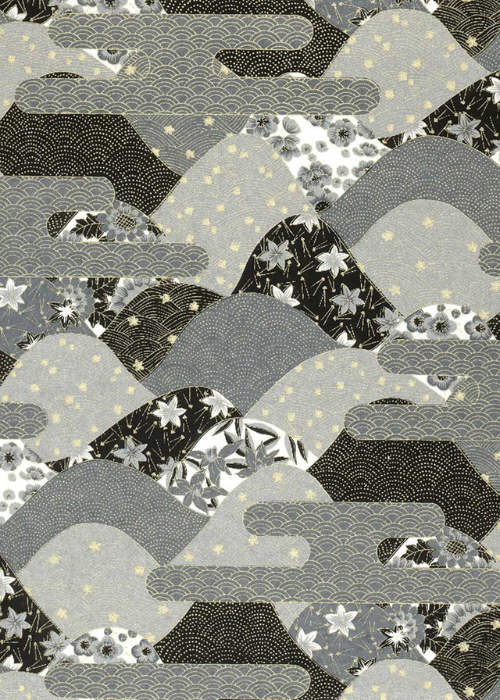 Chiyogami Black and Grey Mountains