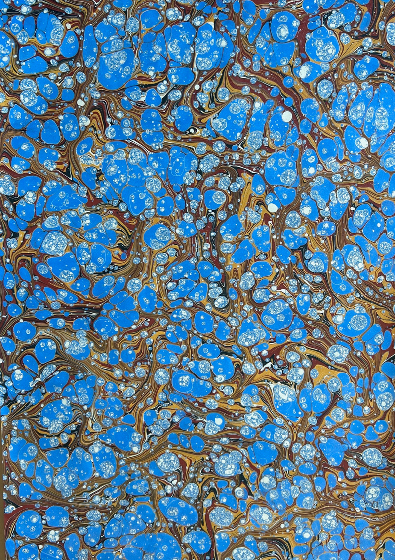 Blue Spanish Wave Hand Marbled Paper - Liberties Papers