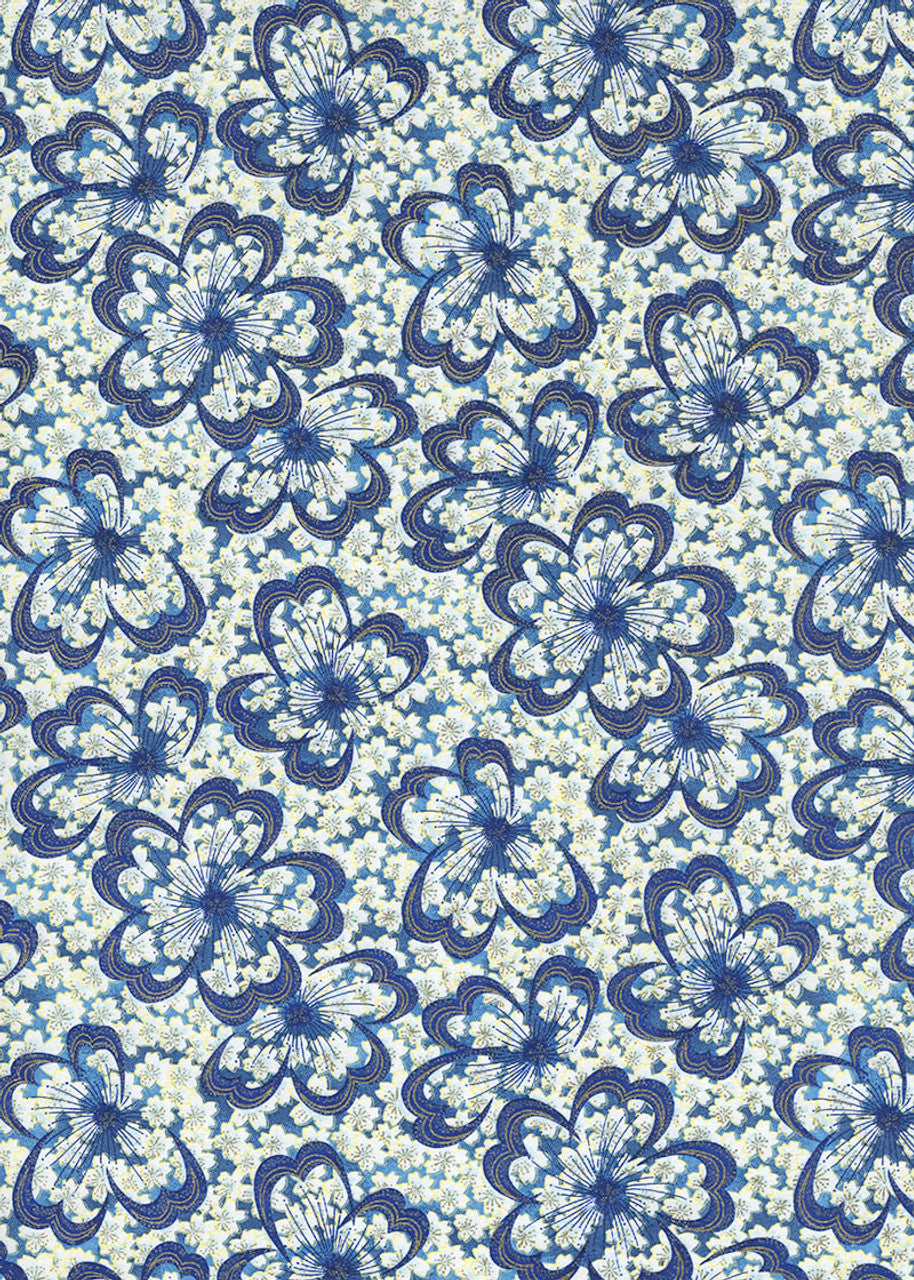 Chiyogami Blue Butterfly Flowers