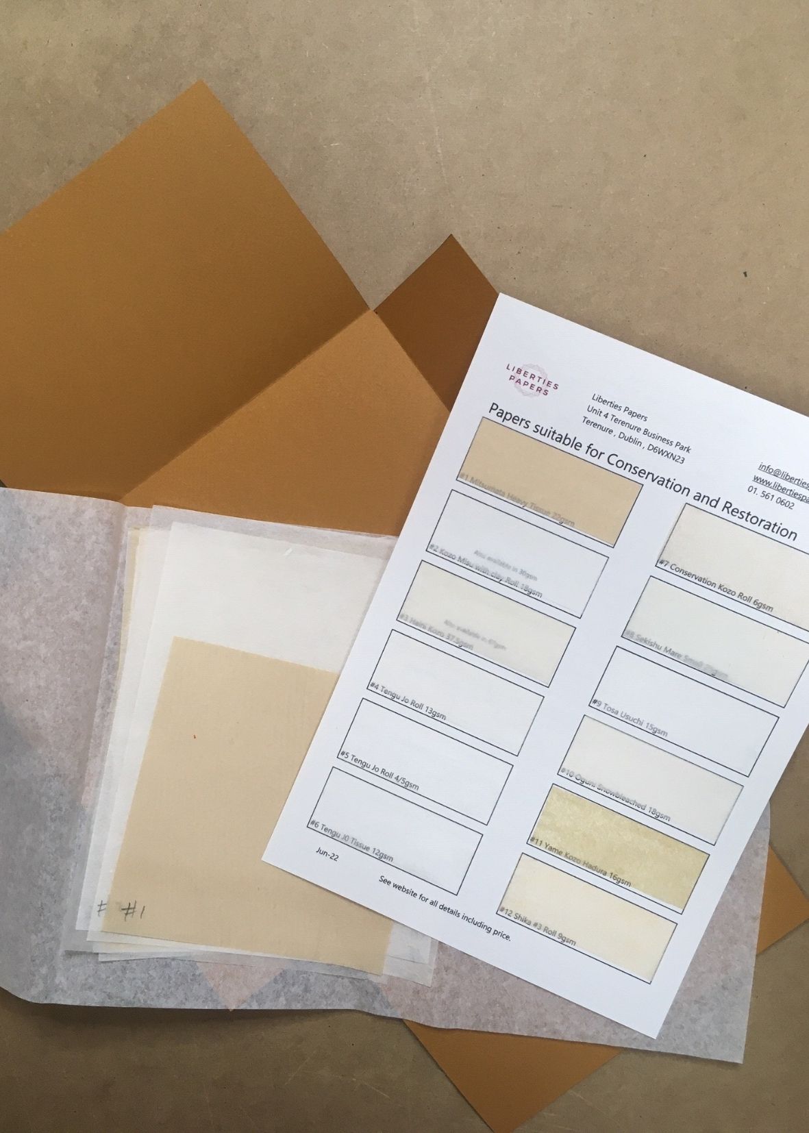Conserving Paper Conservation Sample Pack A | Liberties Papers