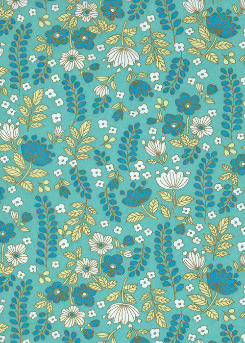 Chiyogami Turquoise Leaves - Liberties Papers