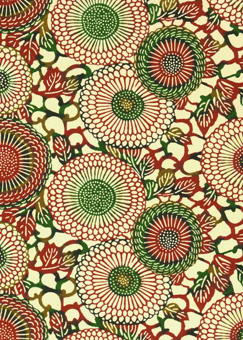 Chiyogami Red Green Dahlias - Liberties Papers