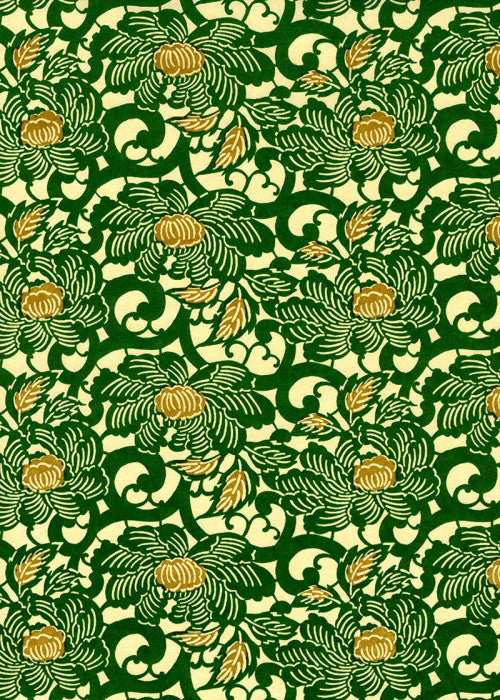Chiyogami Green Peony - Liberties Papers
