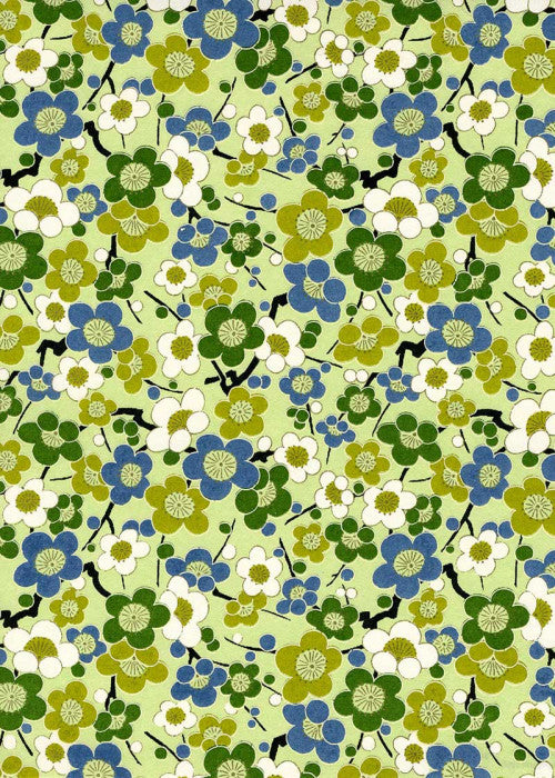 Chiyogami Green Wallflowers - Liberties Papers
