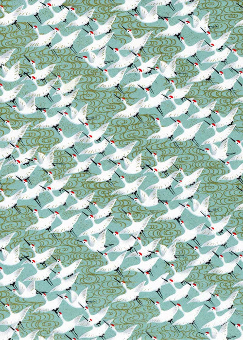 Chiyogami Teal Cranes - Liberties Papers