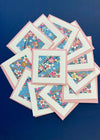 Hana Blossom Square Cards Pink on Blue - Liberties Papers